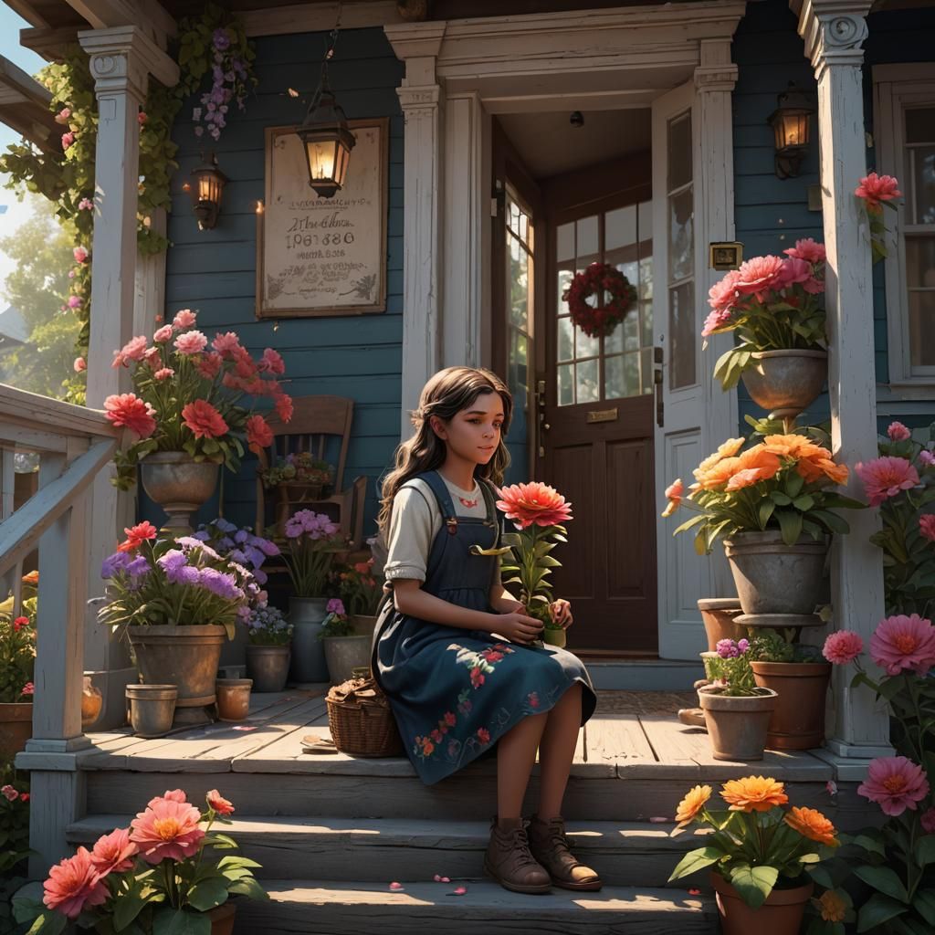 Girl on Porch: Detailed Matte Painting in Unreal Engine