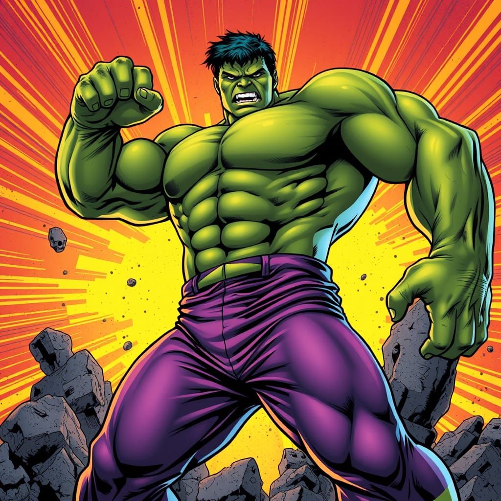Hulk in Dynamic Comic Book Style