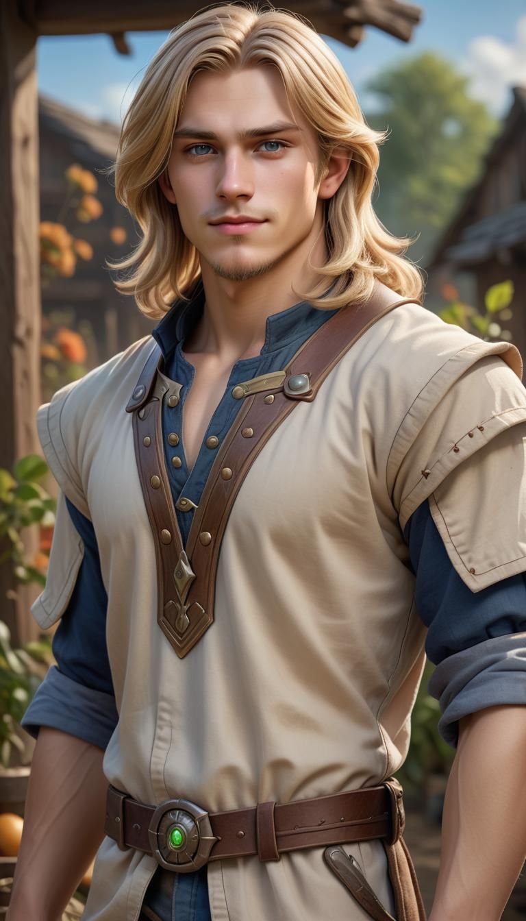 Young Blond Man in Warcraft Style