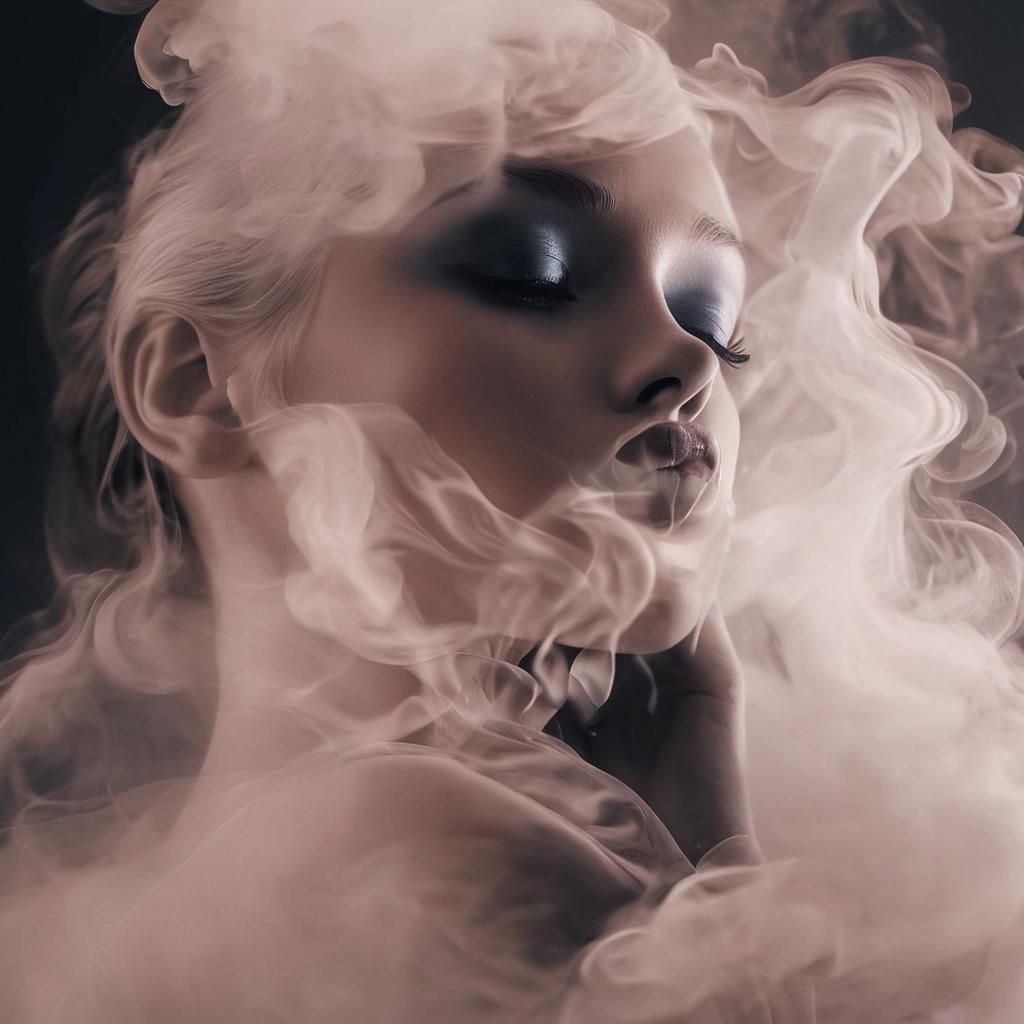 Elegant Woman in Monochromatic Blue Art