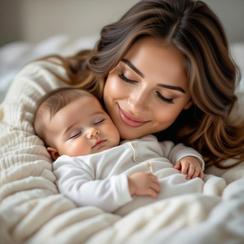 Peaceful Baby on Mother's Chest: A Heartwarming Scene