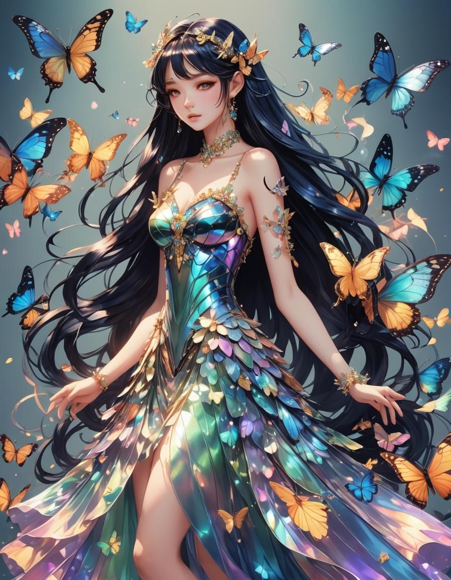 Butterfly Fairy Portrait in Anime Style