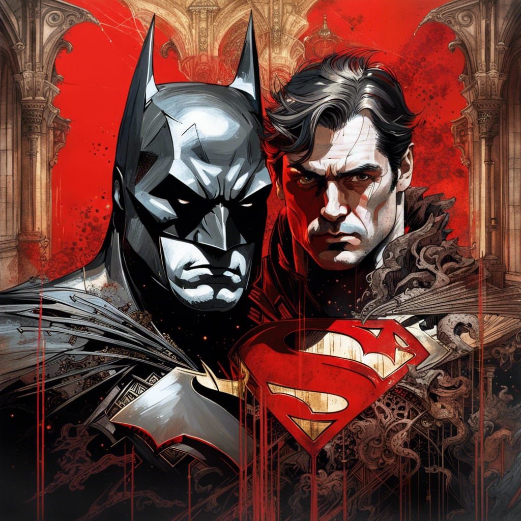 Batman and Superman Double Exposure Portrait