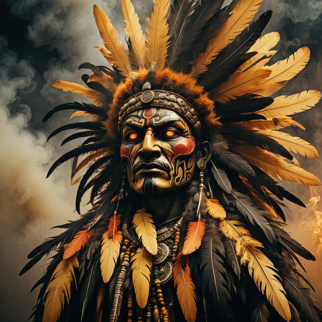 Ominous Feather Totem in Expressionist Art Style