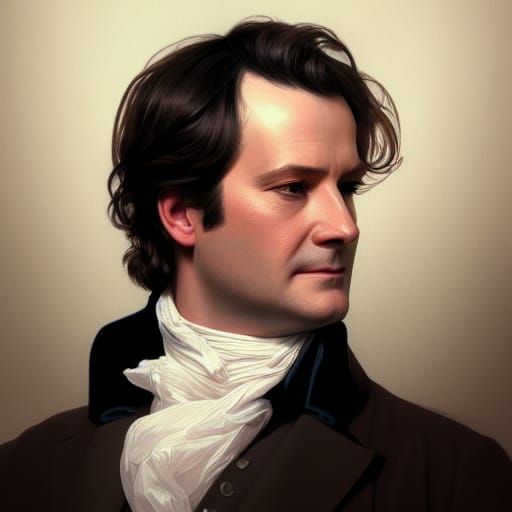 Detailed Portrait of Mr. Darcy in Art Nouveau Style