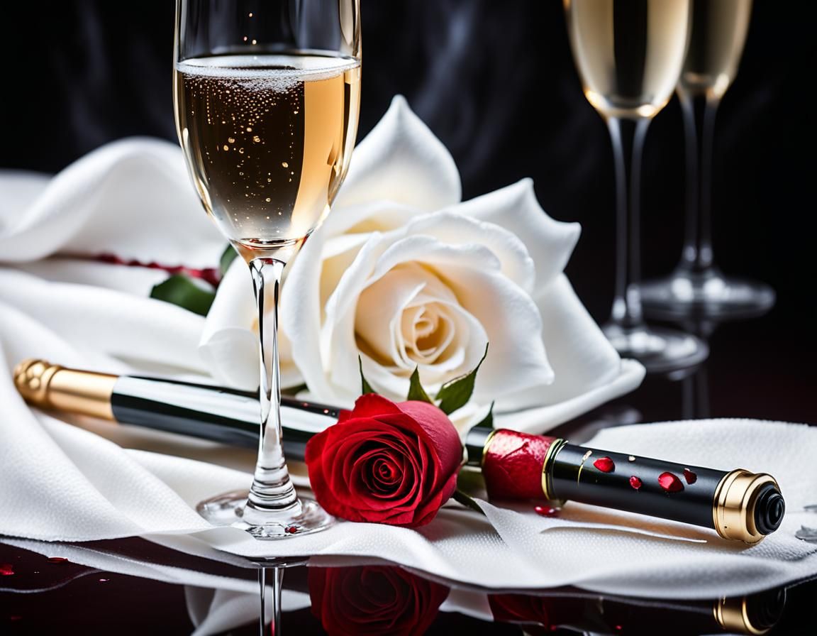 Luxury Still Life with Saber and Champagne