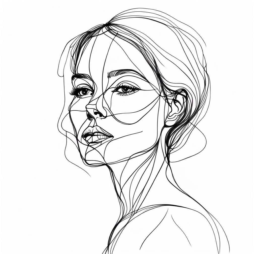 Abstract Single Line Art Portrait of a Woman