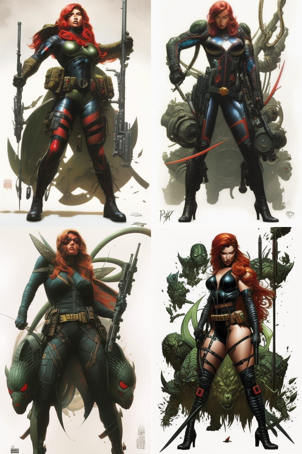 Muscular Black Widow Crayon Caricature