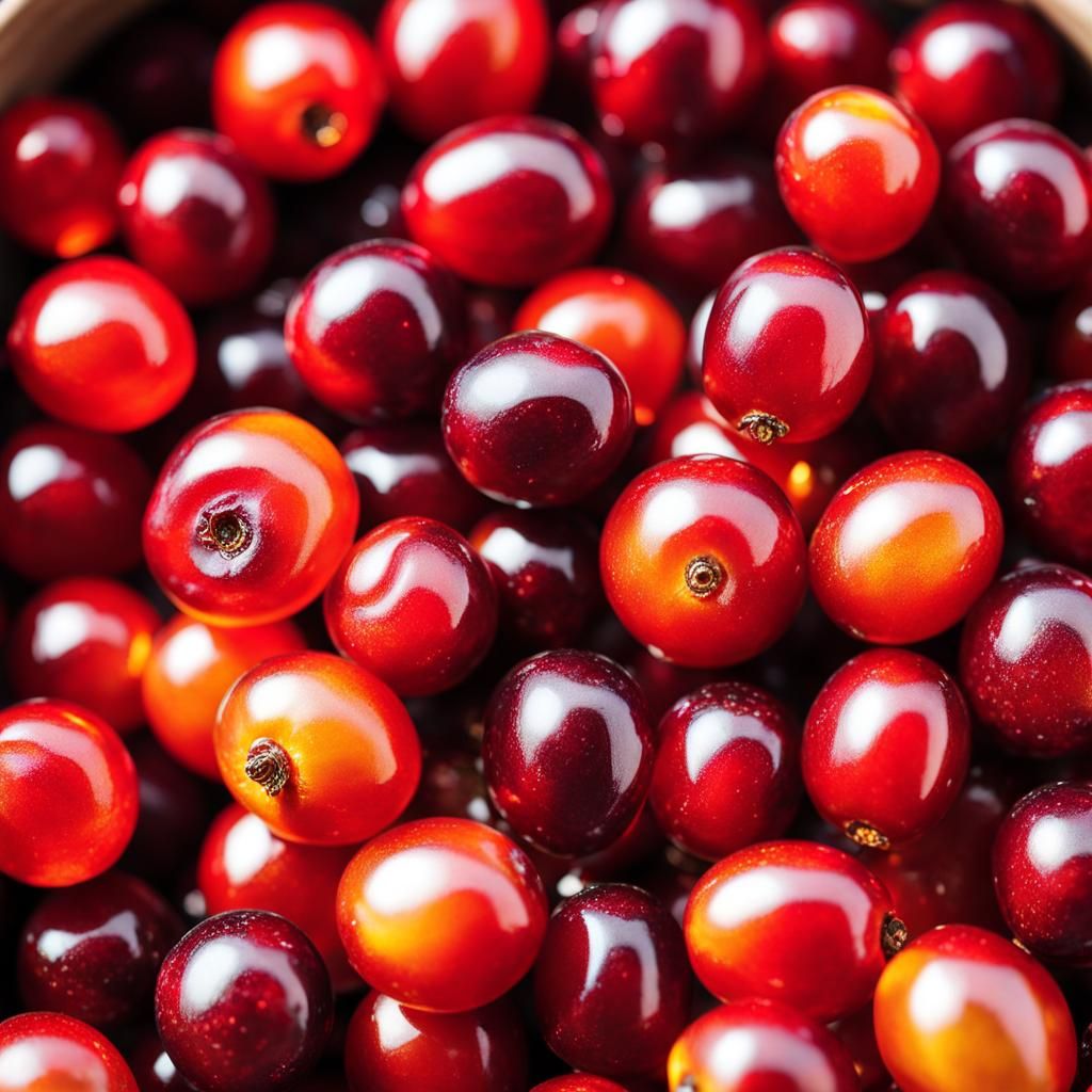 Glistening Glass Cranberries in Macro Photography