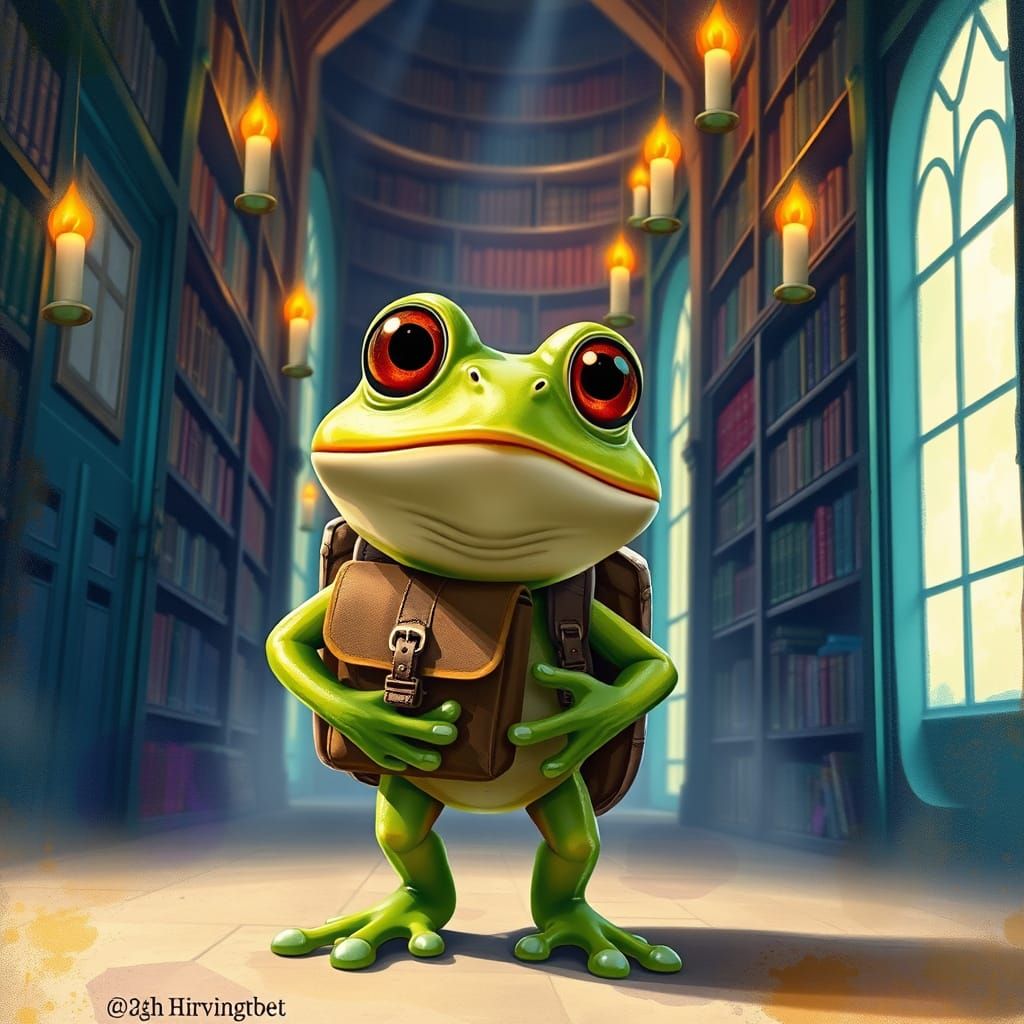 Surprised frog in and unusual environment