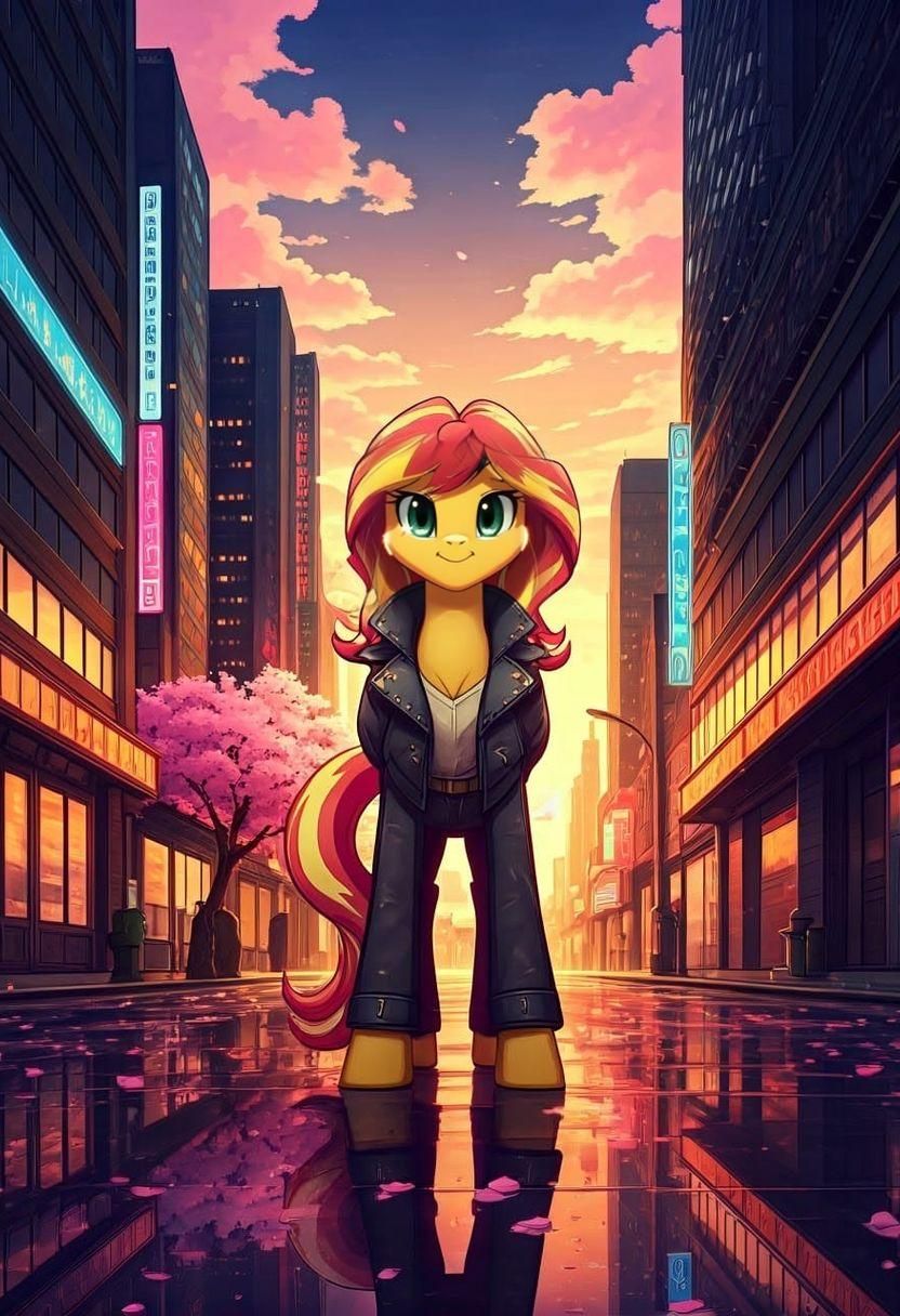 Cyberpunk Anime Character in Deep Color