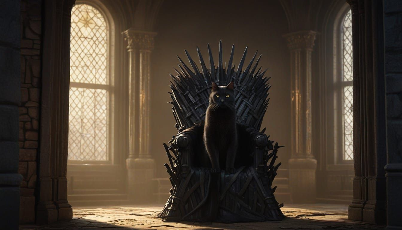 Majestic Black Cat Claims Iron Throne Dominance