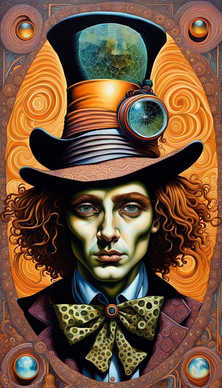 Ghostly Mad Hatter in Mixed Media Style