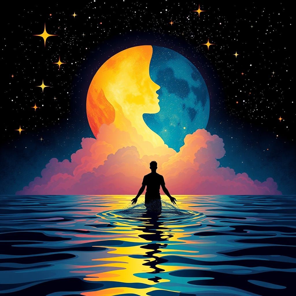 Ethereal Connection in Starlit Waters