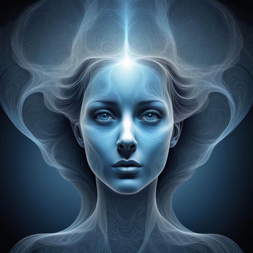 Ethereal Female Entity Ascending into Light: Fantastical Art