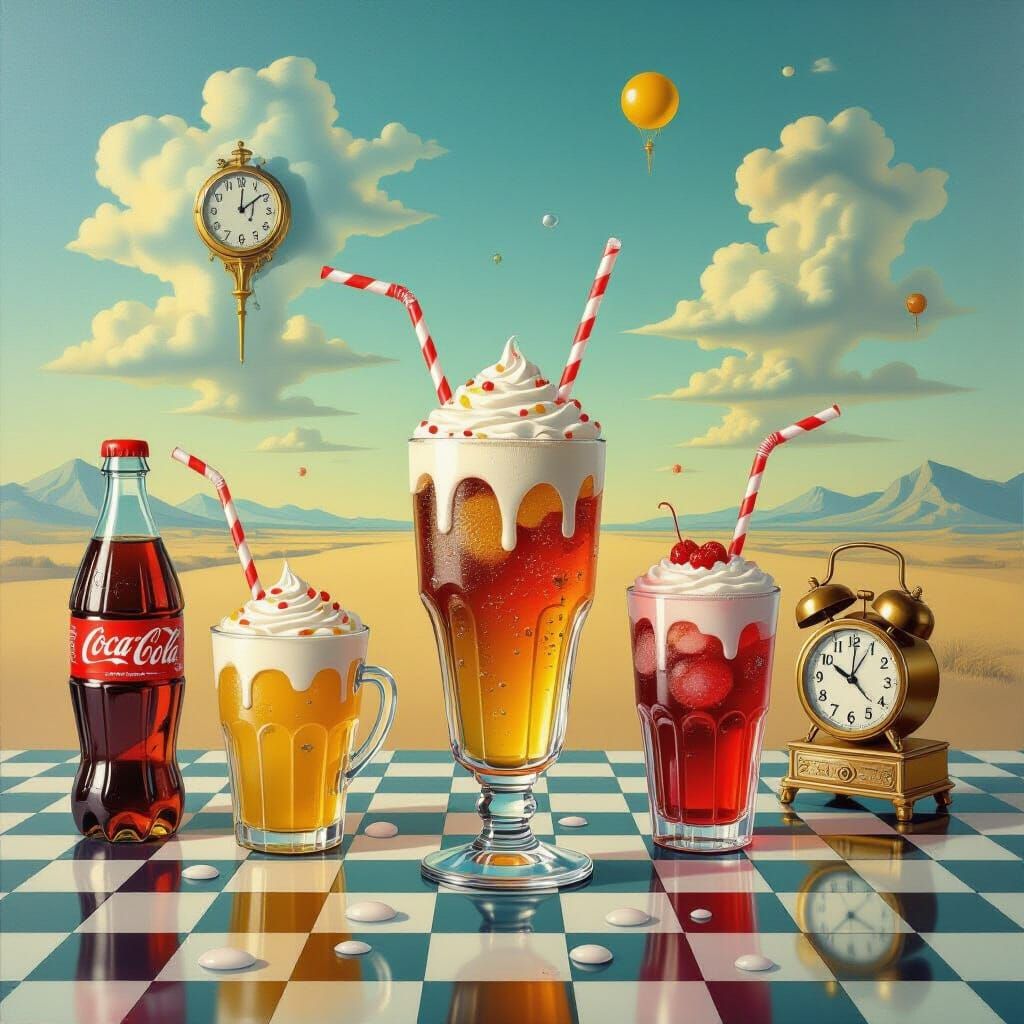 Surrealist Soda Shop with Melting Objects