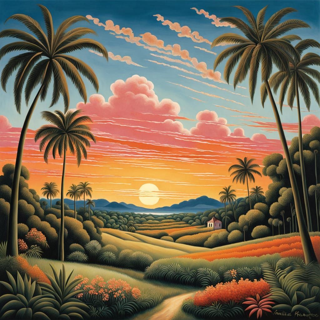 Whimsical Sunset in Impressionist Style