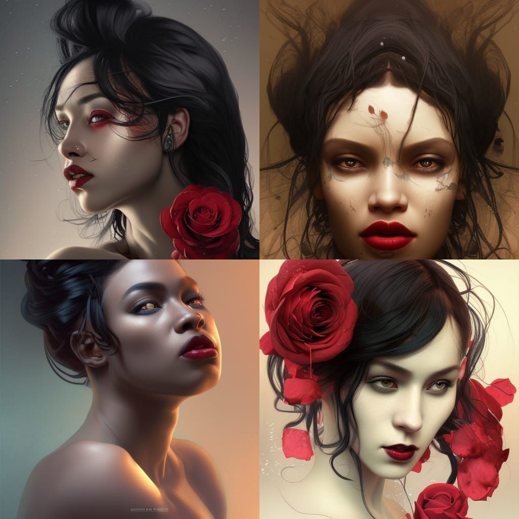 Snow White Portrait in Art Nouveau Style