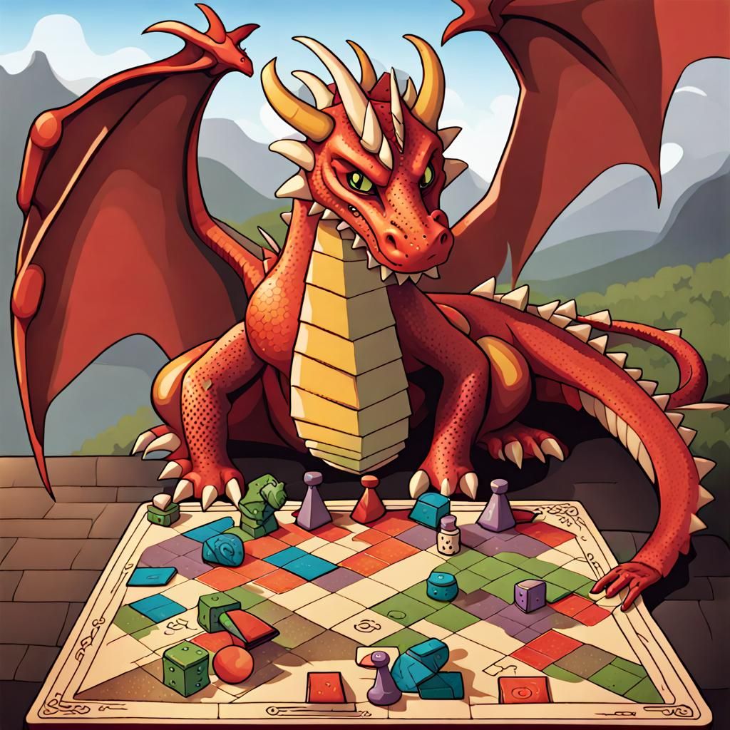 Dragons Engage in a Board Game Night