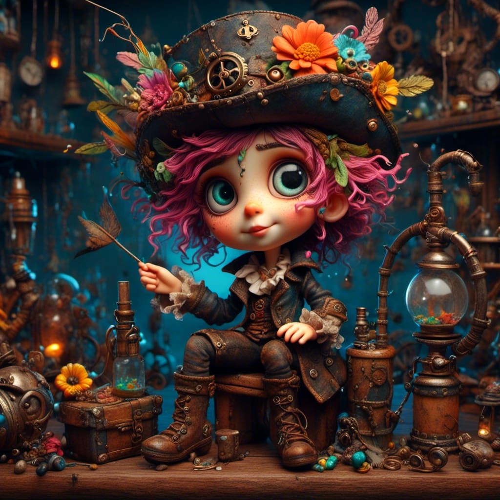 Adorable Pirate Girl in Graphic Novel Style