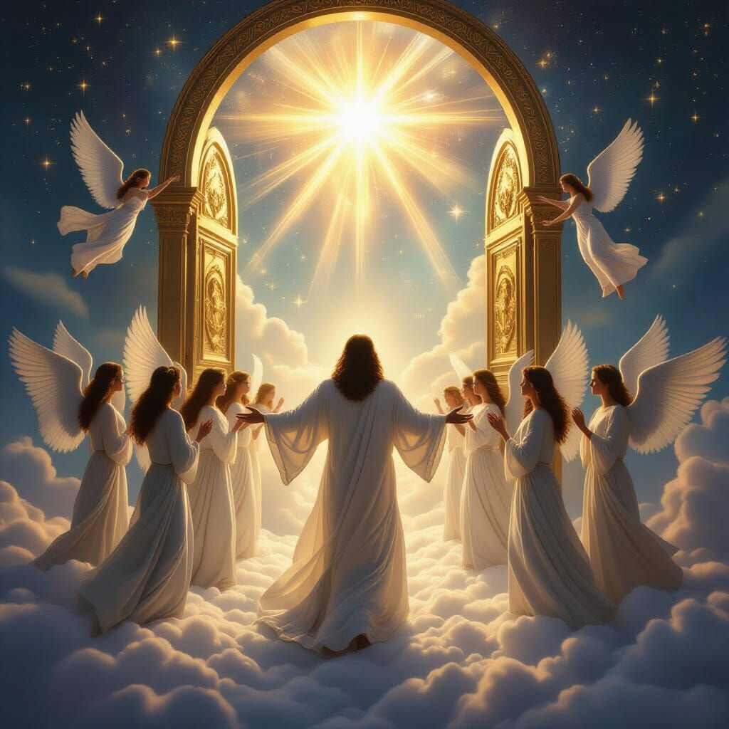 Messiah Opens Heaven's Gates with Angels in Ethereal Digital...