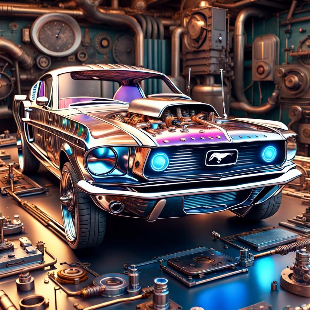 Steampunk Mustang with Astral Engine in 8k Resolution