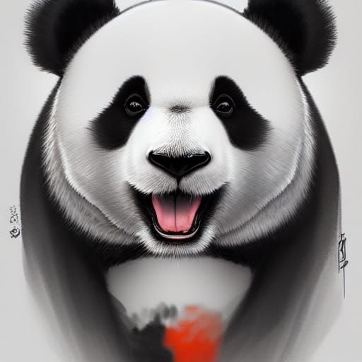 Detailed Panda Portrait in Digital Art Style