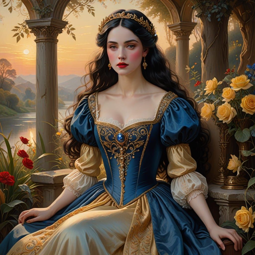 Elegant Snow White in Renaissance-Inspired Fairytale Portrai...