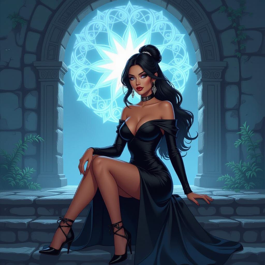 Dark Fantasy Western Woman with Purple Eyes