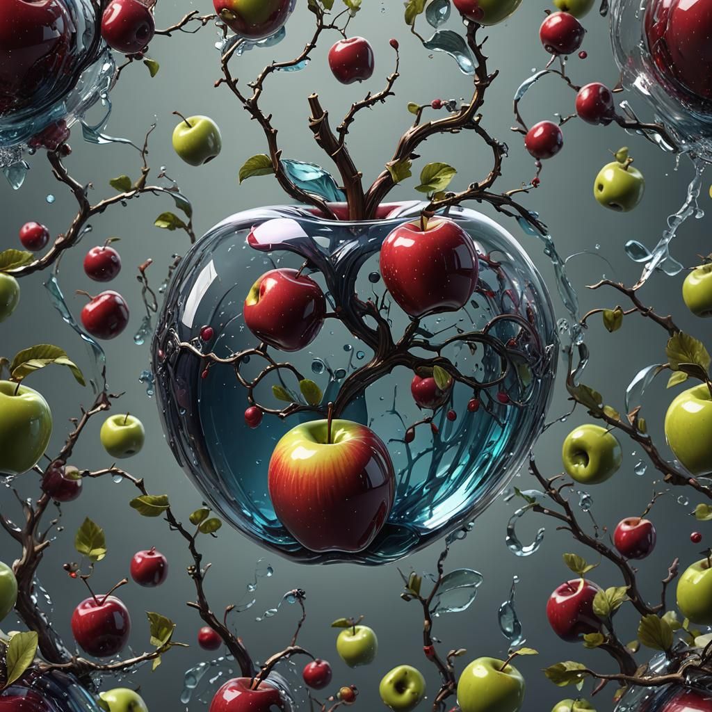 Detailed Glass Apple Fantasy Concept Art