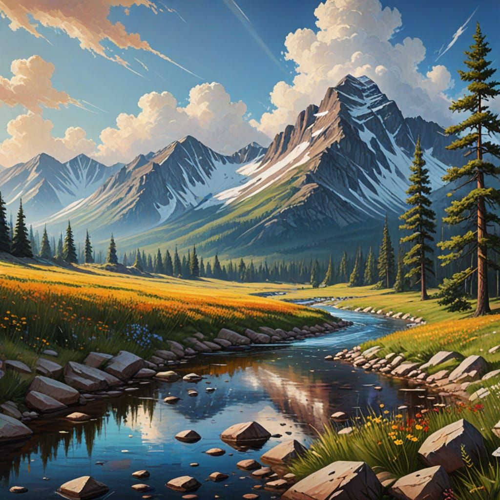 Vibrant Collegiate Peaks Landscape in Oil on Canvas