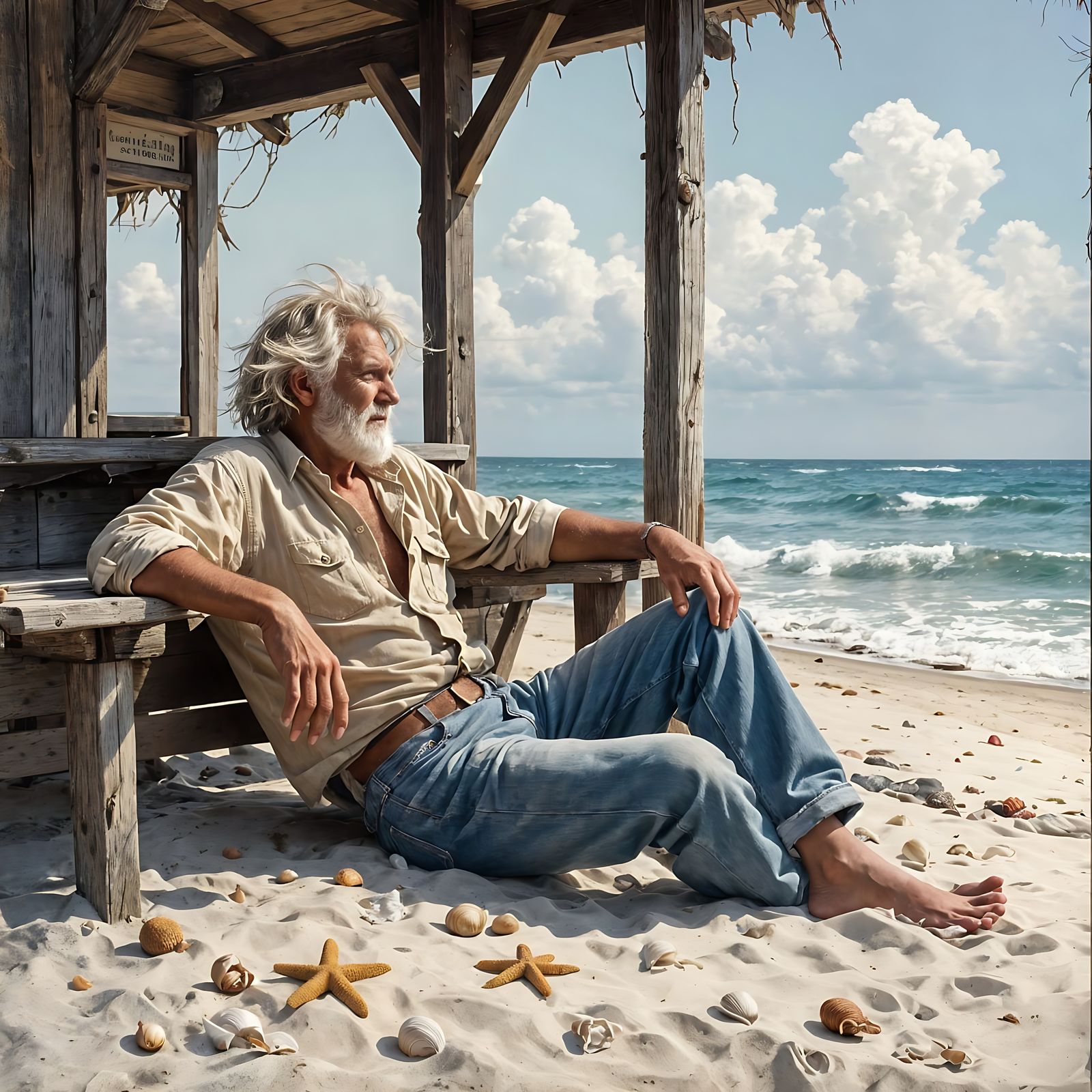 Old Salt Contemplates Winter Ocean View