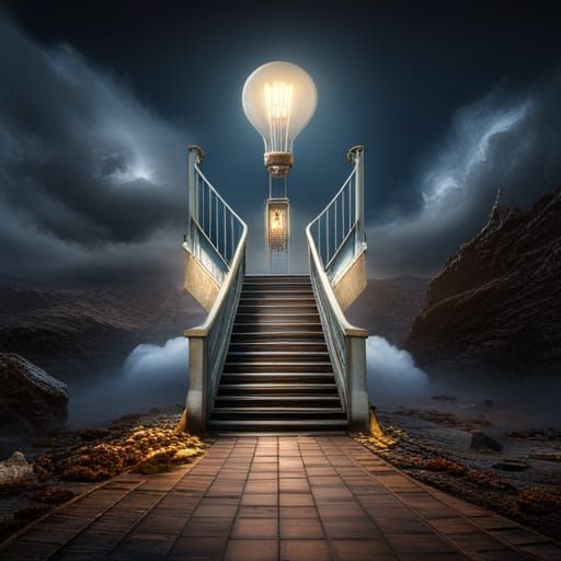 Fantastical Lightbulb in Detailed Matte Painting