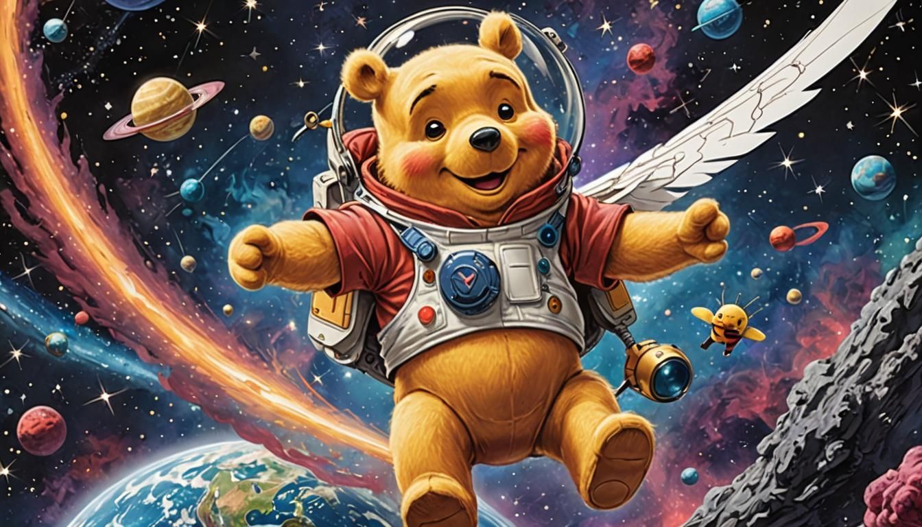 Winnie the Pooh Glides Through the Cosmos