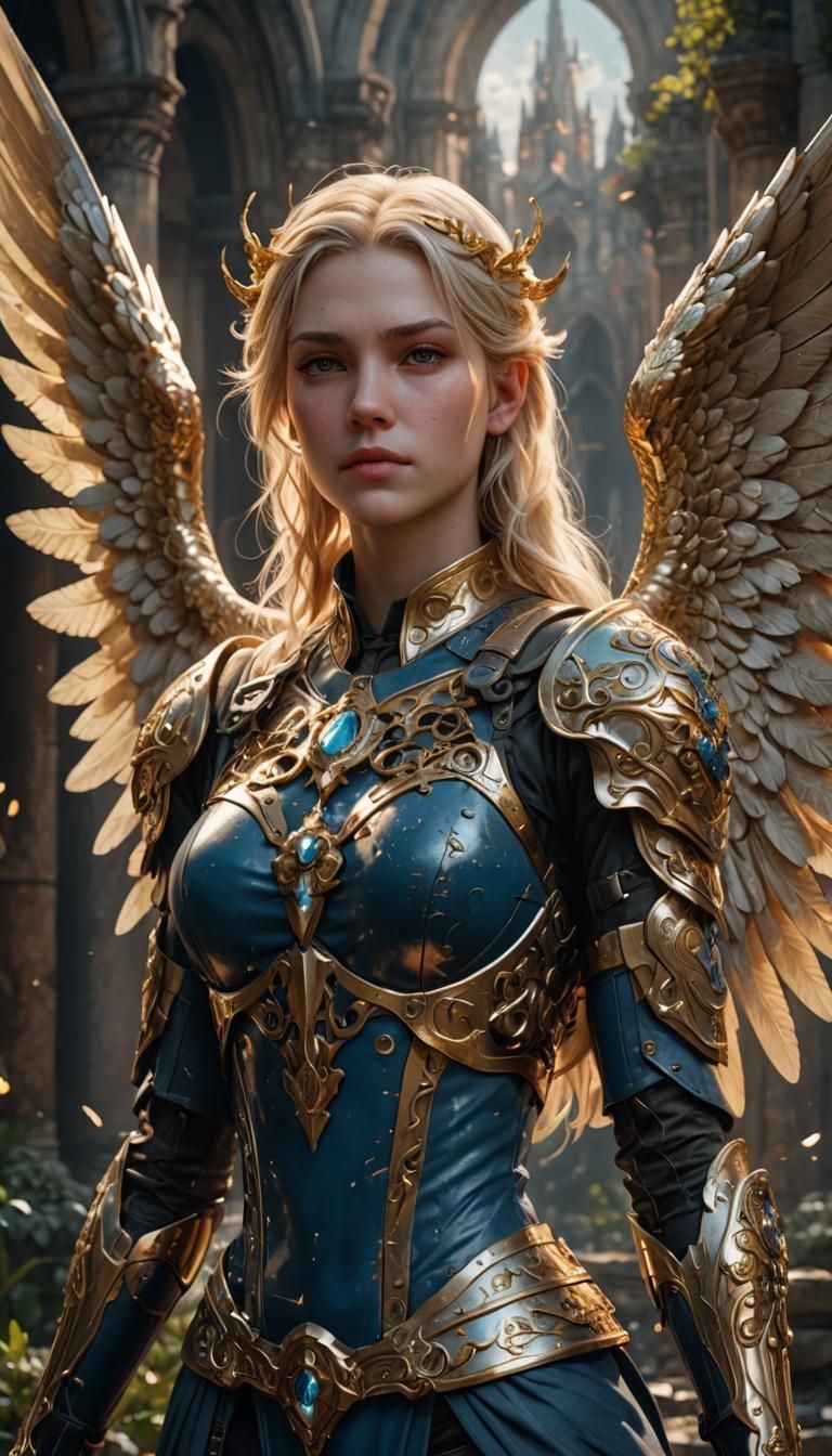 Androgynous Angel with Blonde Hair, Detailed Matte Painting