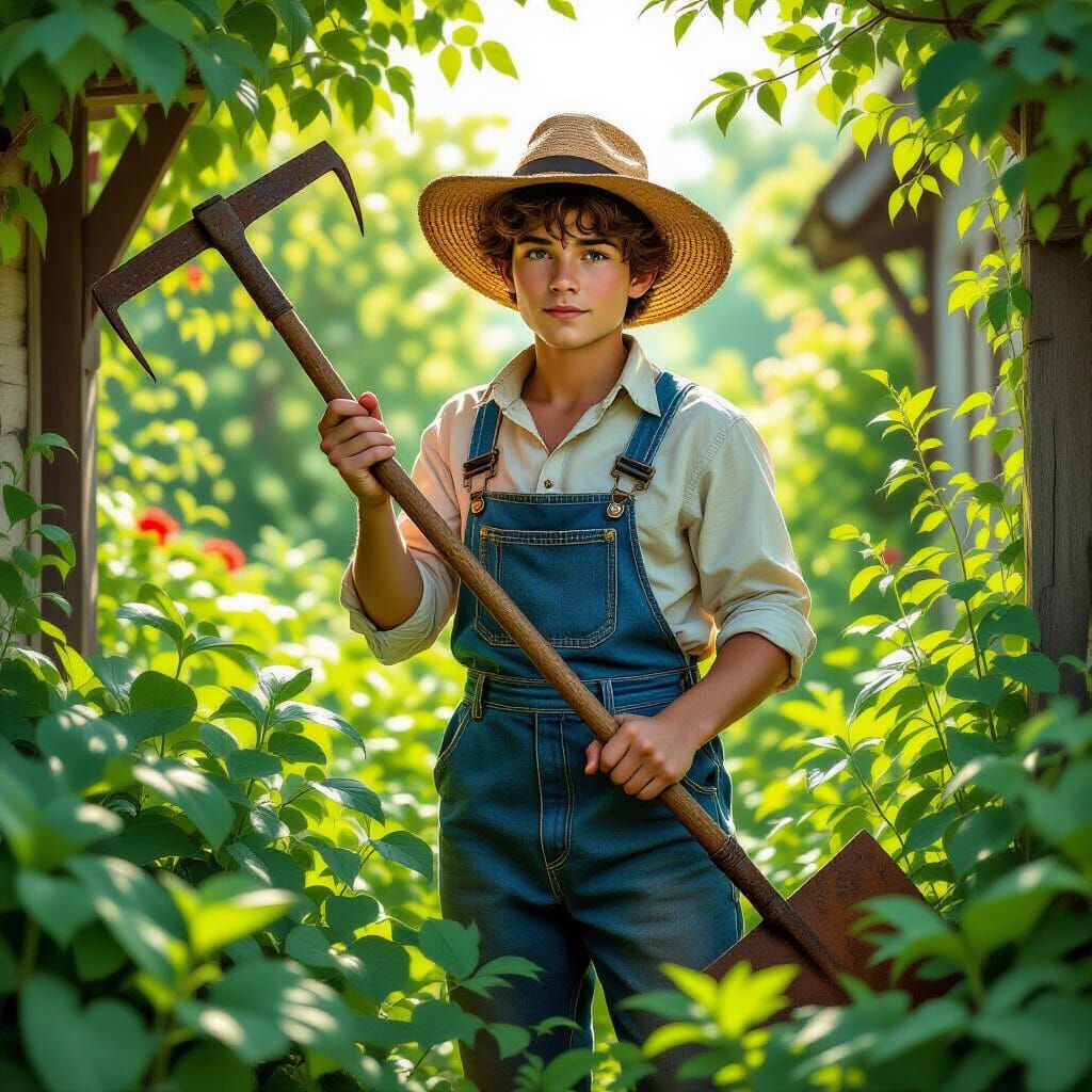 Halfling Gardener in Lush Garden, Photorealistic Style