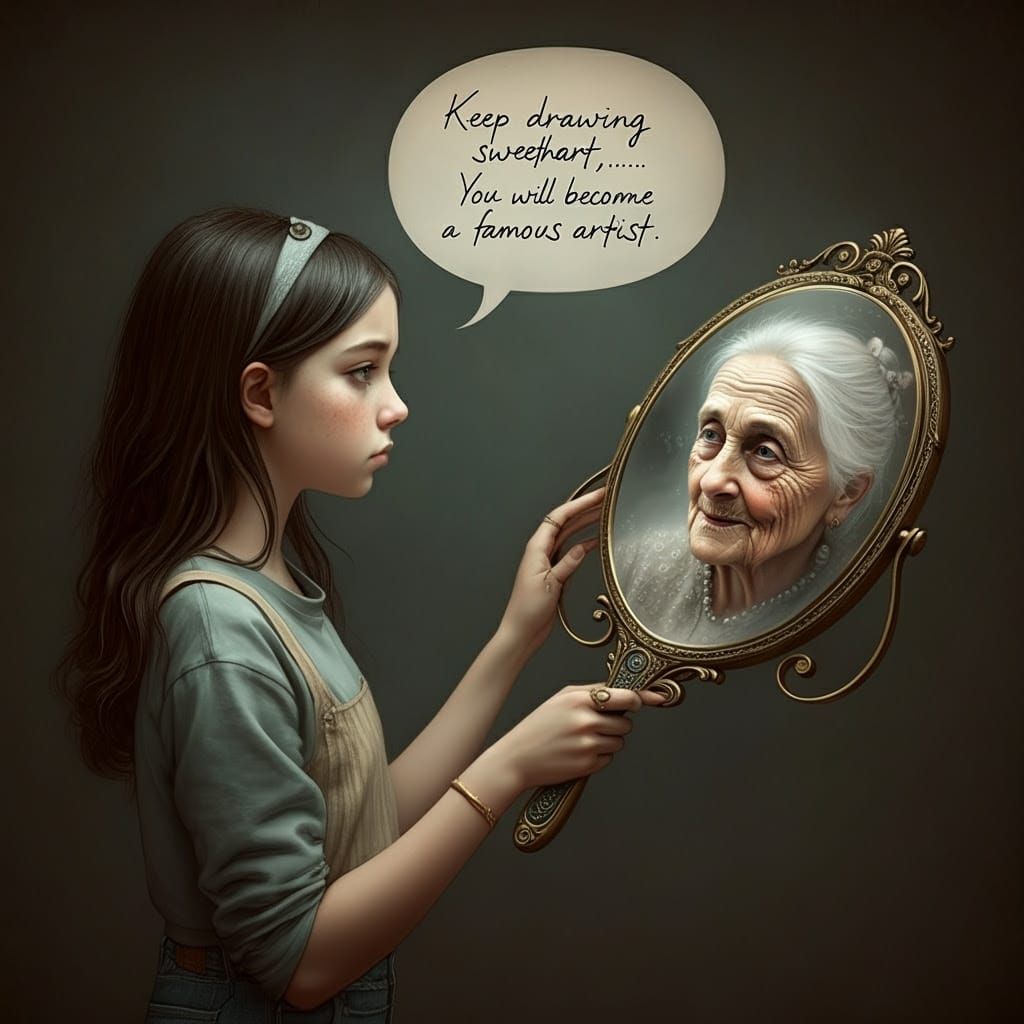 Whimsical Portrait of a Young Artist's Dream