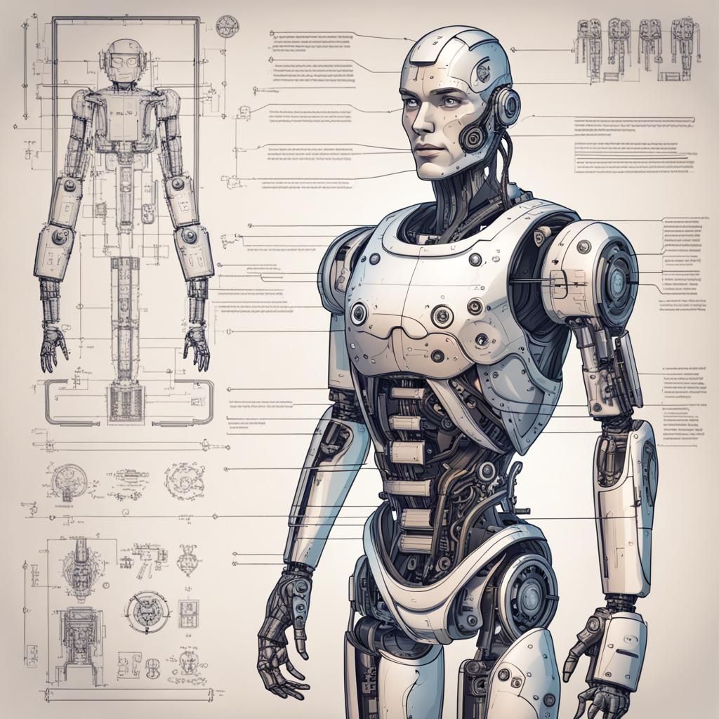 Cyborg Robot Man: Internal Robotics Blueprint
