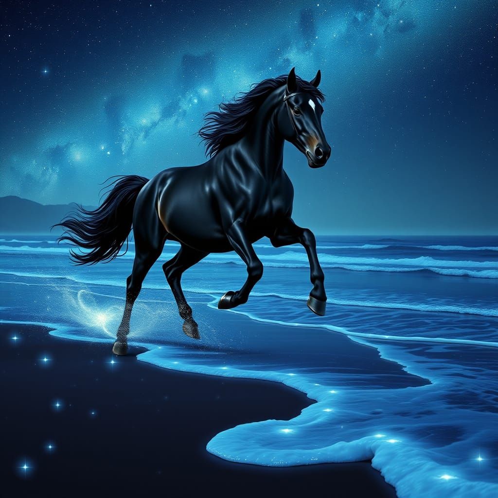 Ethereal Stallion in Cosmic Renaissance Style