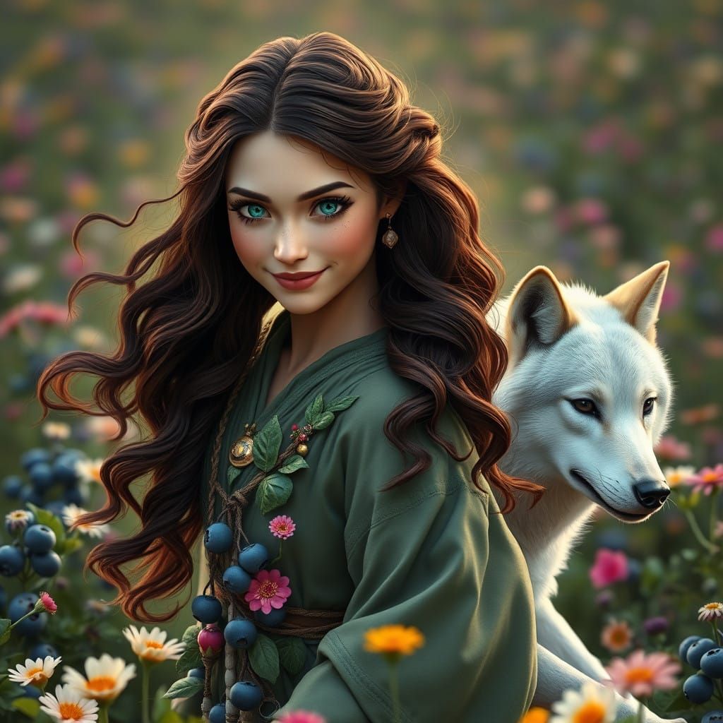 Ethereal Saami Princess in a Whimsical Spring Wonderland