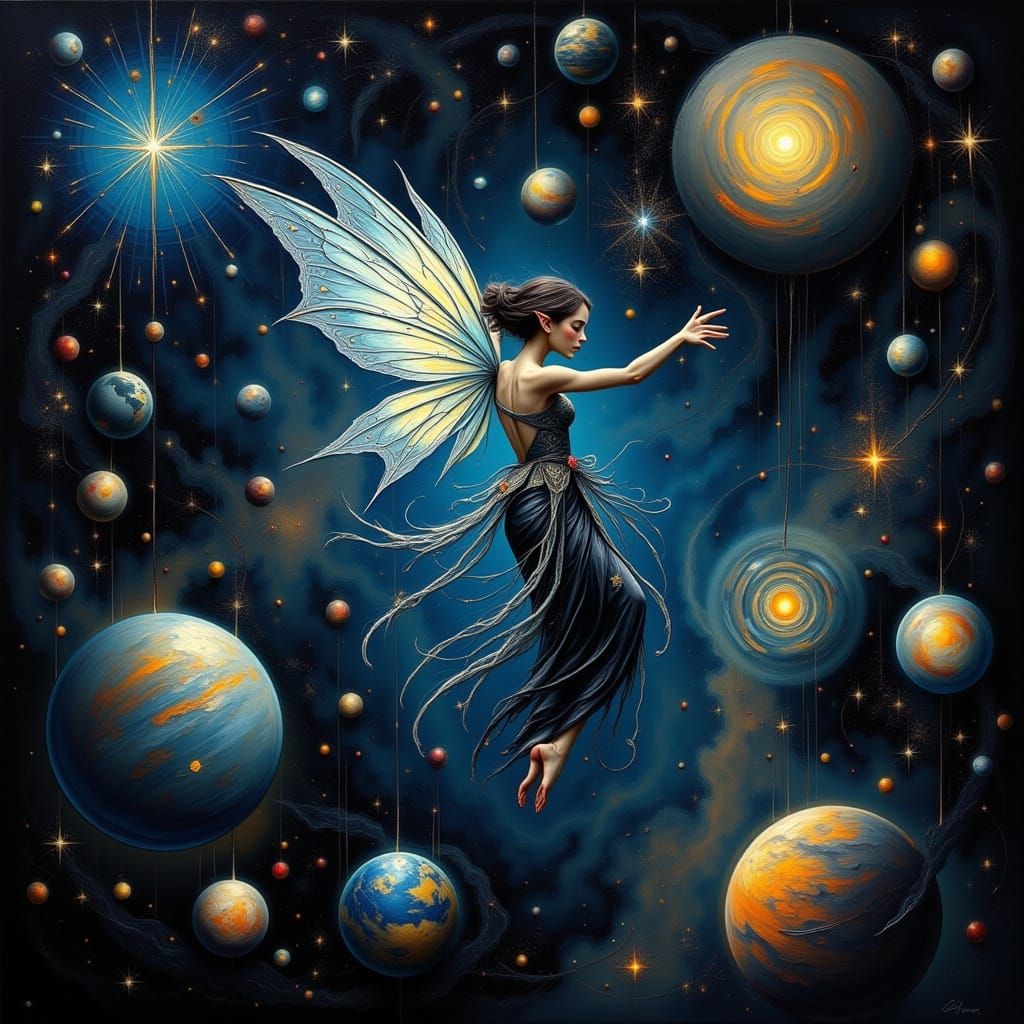 Gravitational Nexus Fairy in Cosmic Ballet Style