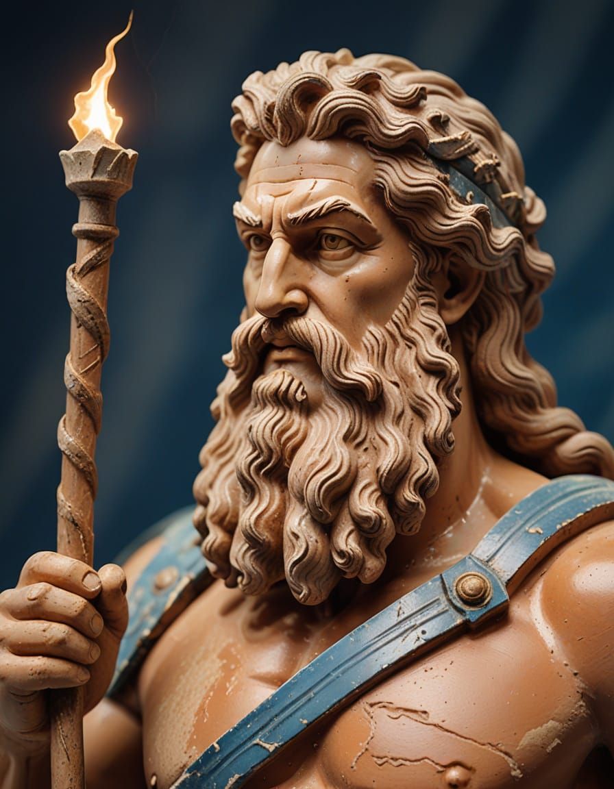 Timeless Zeus Figurine in Earthy Terracotta Tones