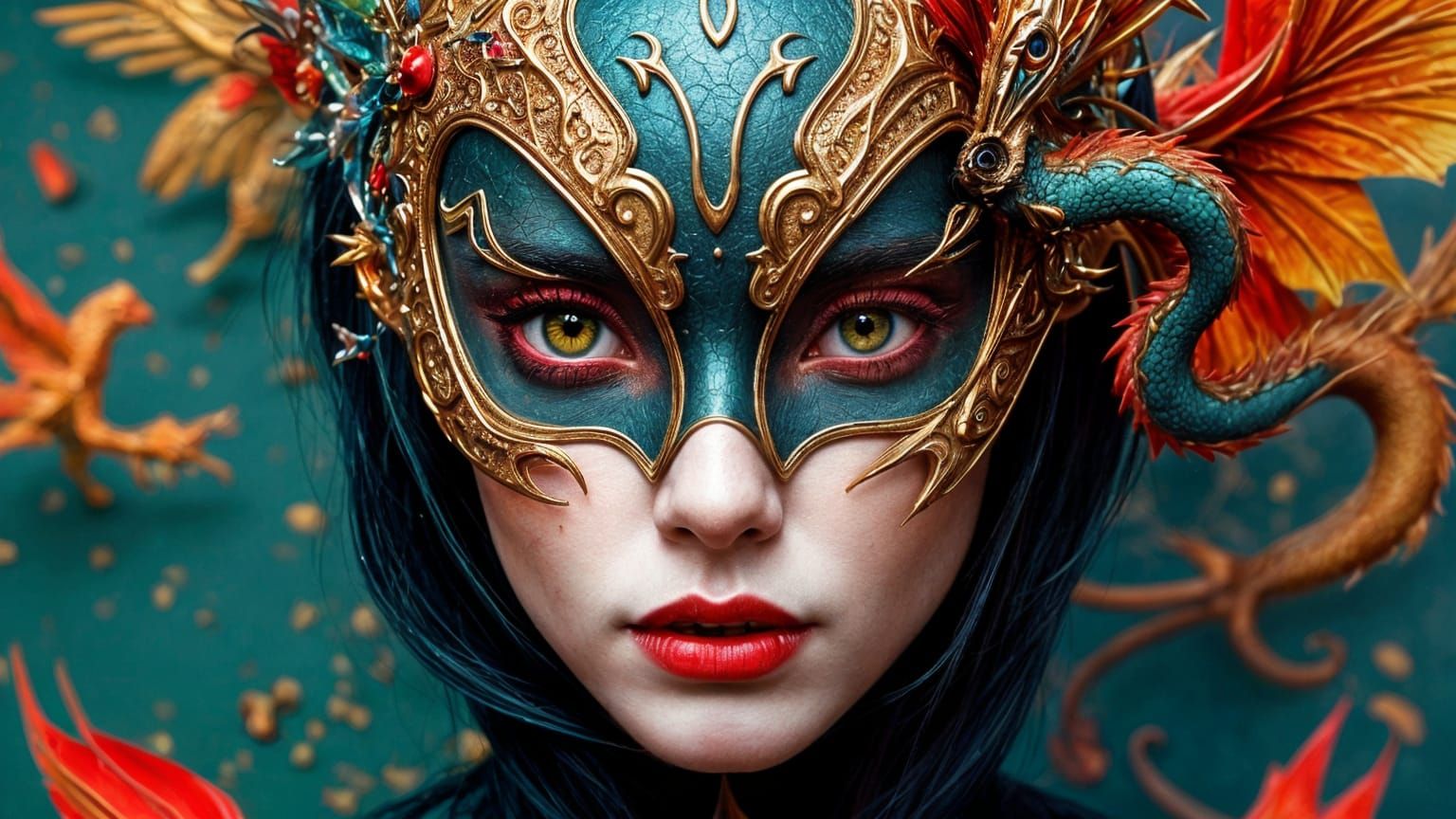 Fantasy Portrait of Vampire with Dragon in Photorealistic St...