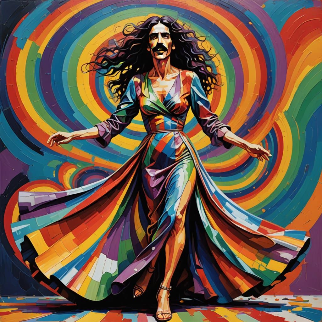 Psychedelic Retro Illustration with Abstract Curves