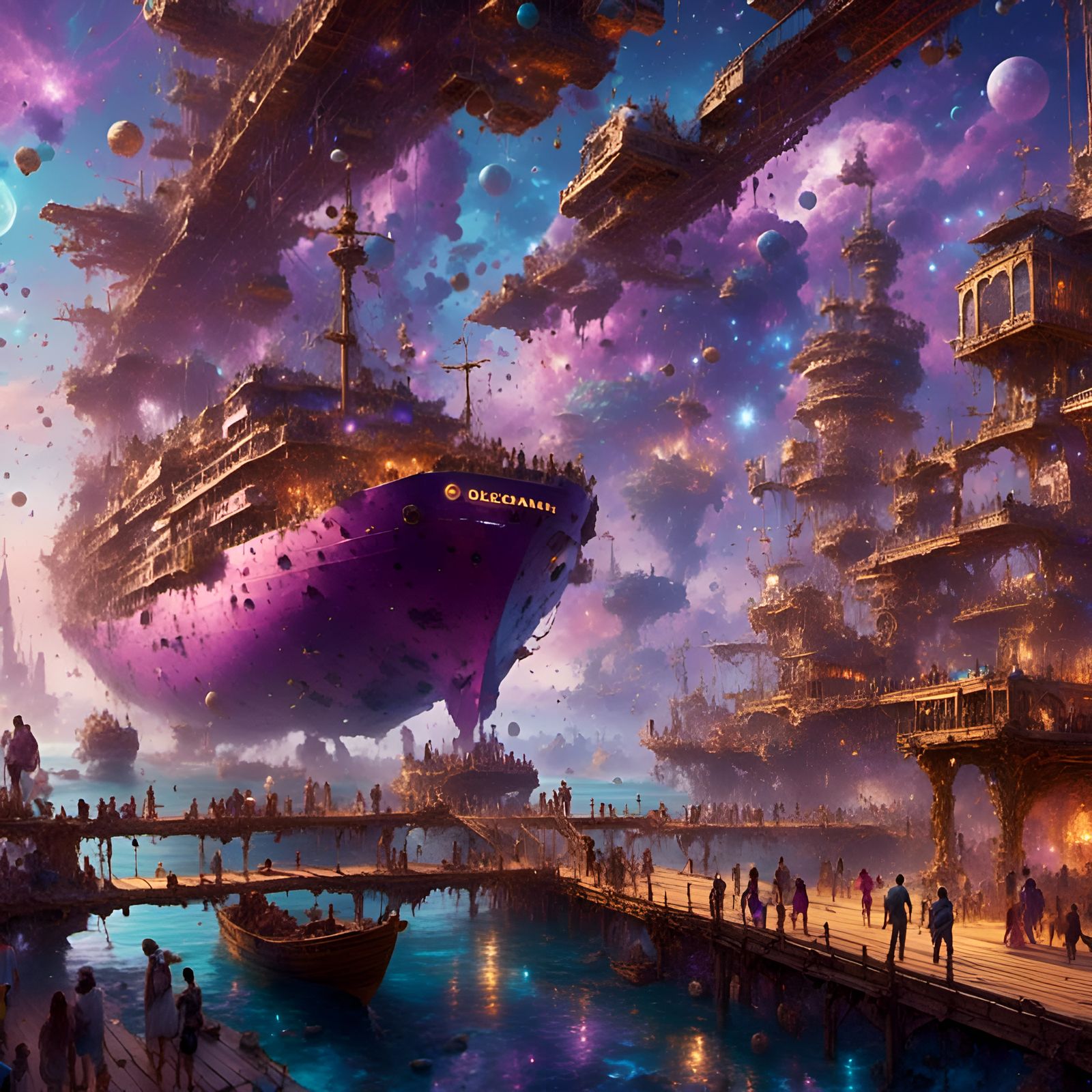 Eternal Harbor in a Purple Galaxy