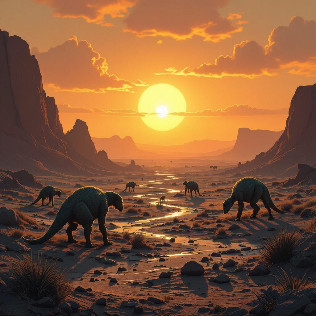 Prehistoric Earth Landscape in Sci-Fi Style