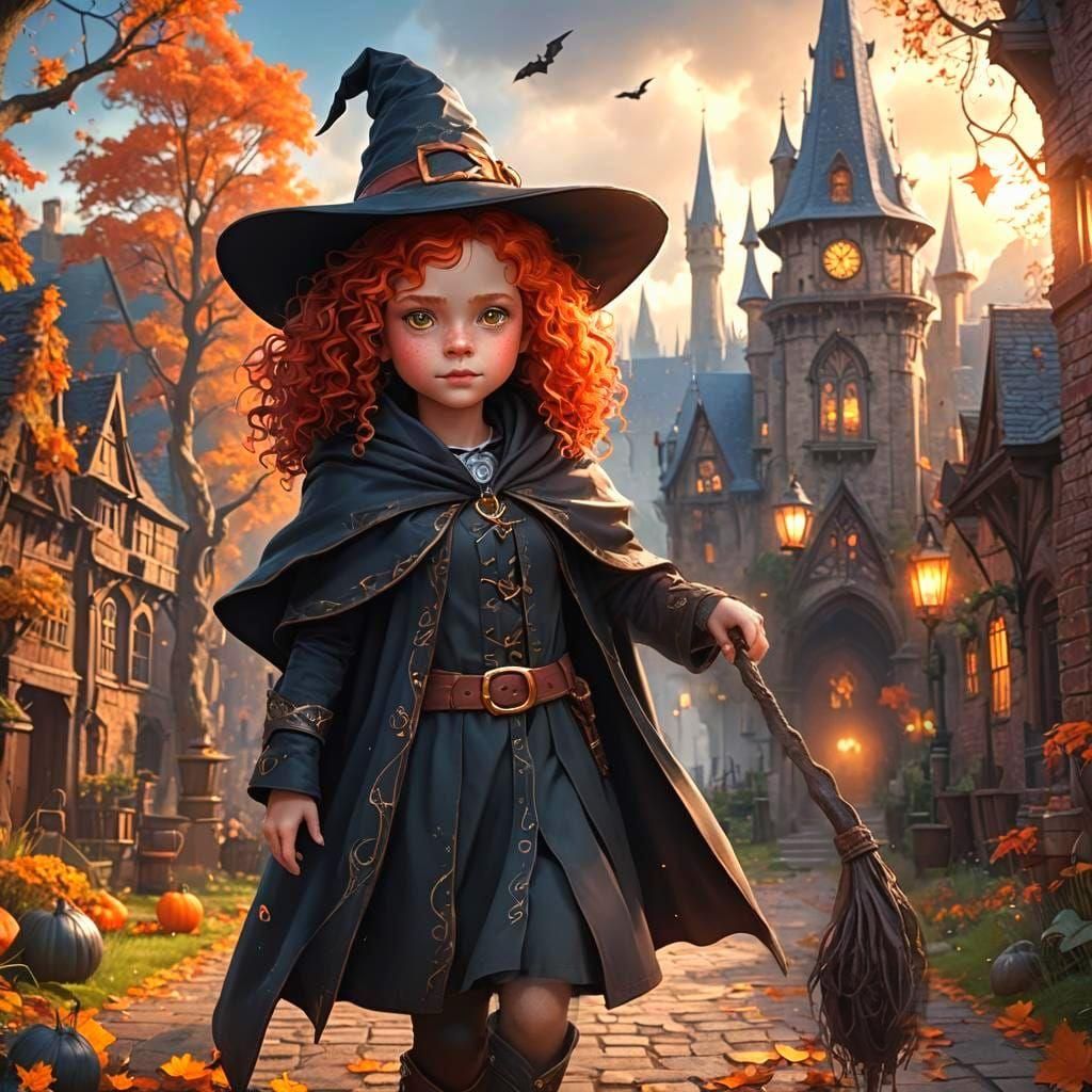 Radiant Little Girl as Witch: Fantasy Concept Art