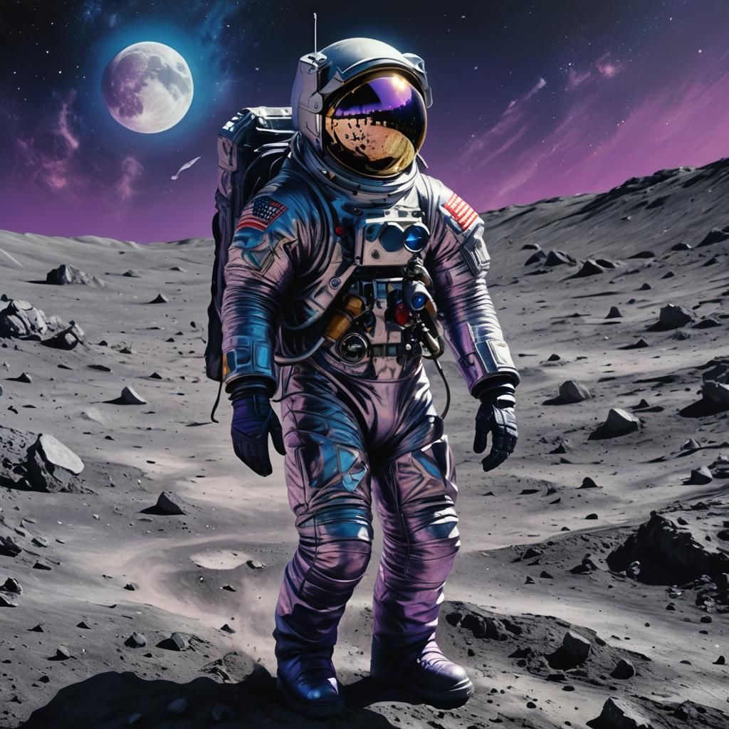 Neil Armstrong in Gothic Spacesuit: Hyperrealistic Splash Ar...