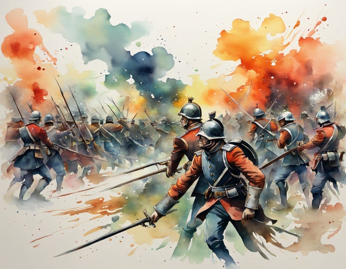 Abstract Watercolour of Regency Battlefield