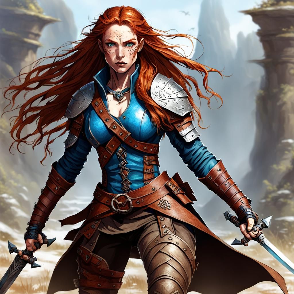 Fantasy Fae Warrior with Dual Swords